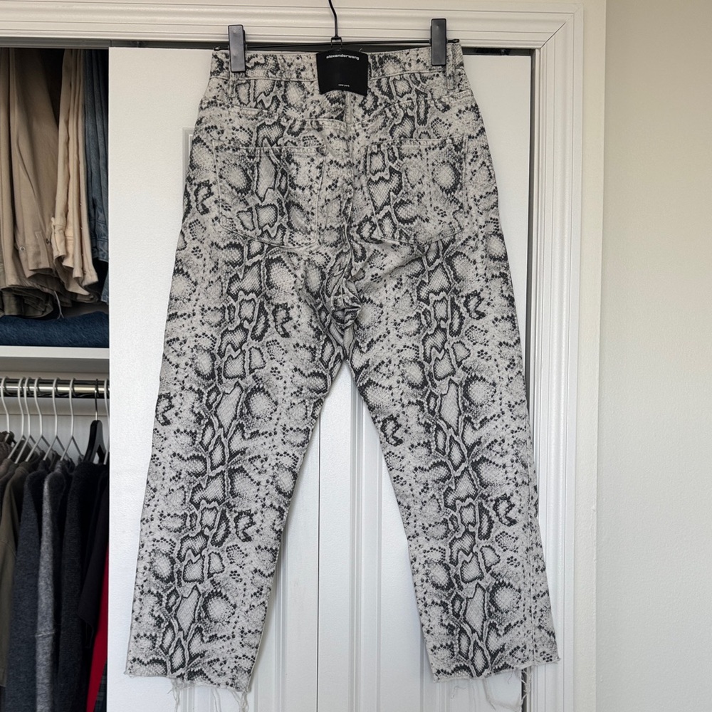 Alexander Wang Black and White Snake Print Chinos